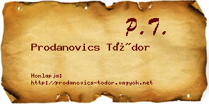 Prodanovics Tódor névjegykártya